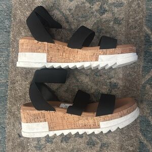 Steve Madden Black Wedge Sandals